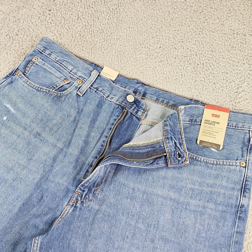 Levi's 469 Denim Shorts Mens 40 Blue 12 Inseam Relaxed Fit Bermuda Casual Jortsโ